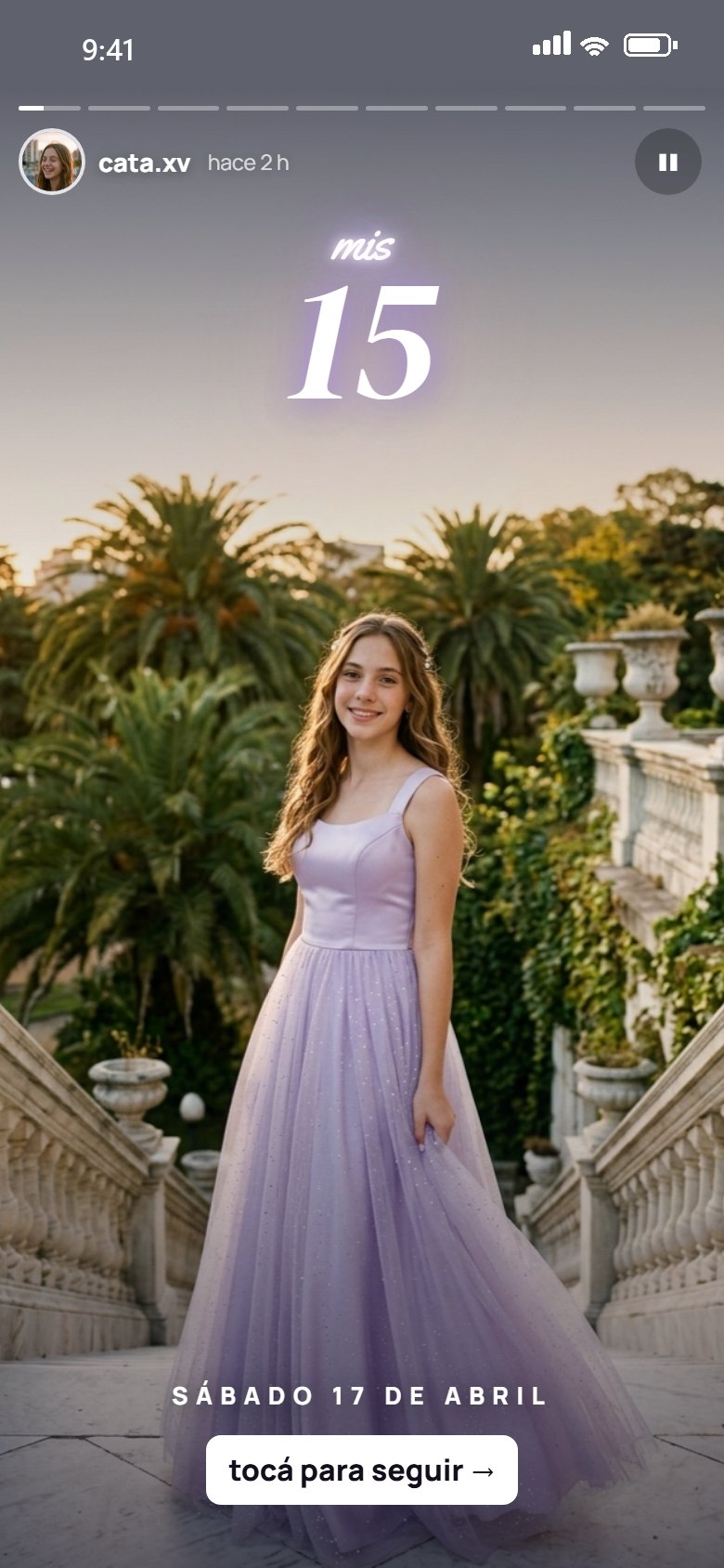 Invitación de 15 de Cata en formato historias