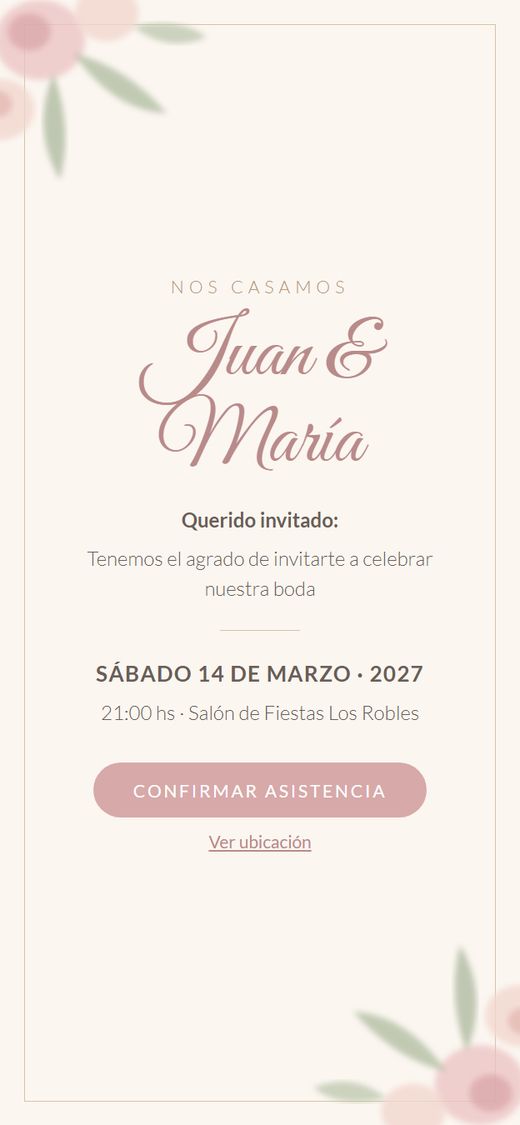Invitación hecha con una plantilla genérica
